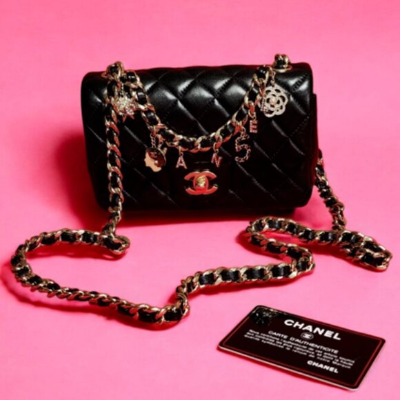 CHANEL Handbags - Chanel Coco Charms Mini Rectangular Flap Bag – Black Quilted Lambskin, Gold Hard